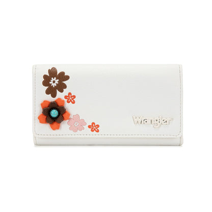 HOTX Wrangler Women's Wallet RFID Blocking Large Floral Trifold Wallets | Large Capacity, Floral Print, Multi Card Slots, ID Window, Money organizer & Coin pocket, Ideal Gift Choice for All Holidays