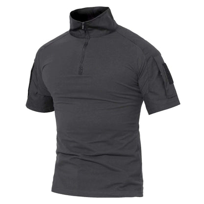 HOTMAGCOMSEN Men's Tactical Military Shirts 1/4 Zip Short Sleeve Slim Fit | Combat, Work, Hiking, Camping, Outdoor, Army Shirt