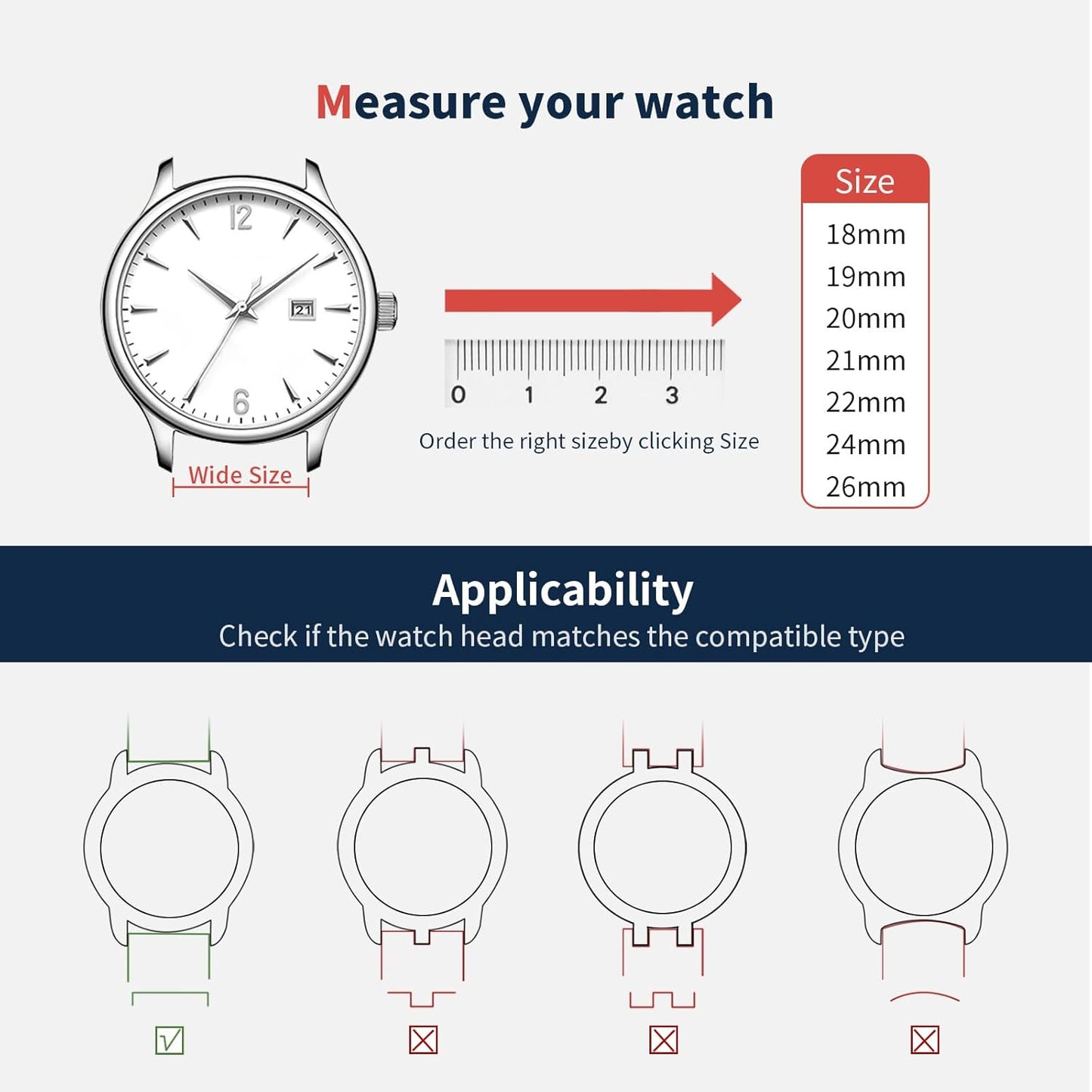 HOTFullmosa Leather Watch Bands for Men, 18mm 19mm 20mm 21mm 22mm 24mm 26mm Quick Release Watch Bands Strap - Burnished Band Vintage Wristband with Stainless Steel Metal Clasp