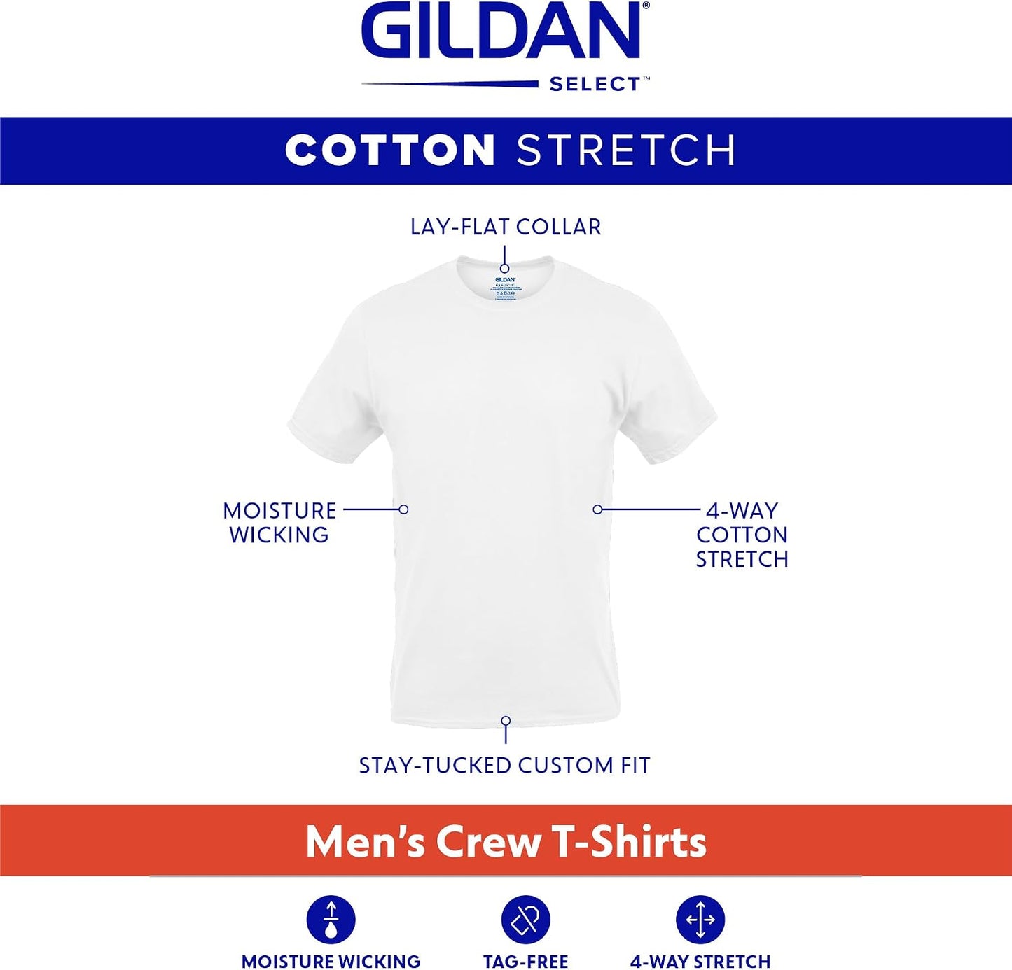 HOTGildan Men's Cotton Stretch T-Shirts, Multipack