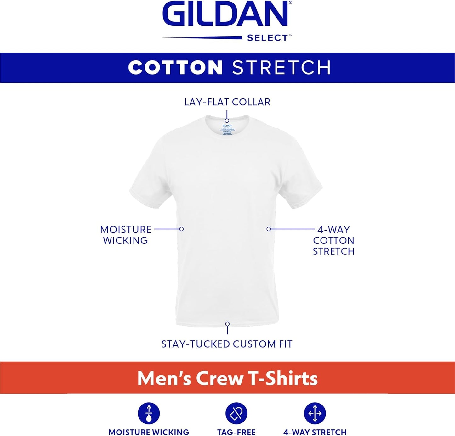 HOTGildan Men's Cotton Stretch T-Shirts, Multipack