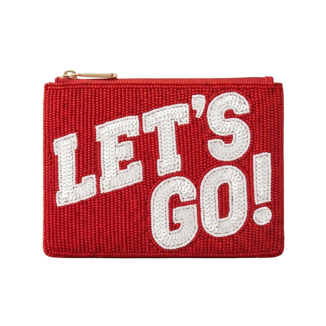 HOTBeaded Coin Purse Change Zipper Pouch Wallet Baseball | Handmade Beadwork, Compact Organizer, Cash Holder, Card Storage, Makeup Pouch, Giftable Accessory, Everyday Carry