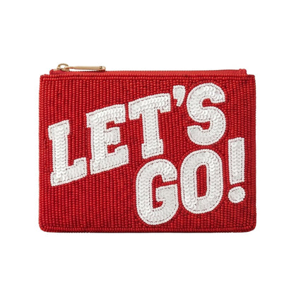 HOTBeaded Coin Purse Change Zipper Pouch Wallet Baseball | Handmade Beadwork, Compact Organizer, Cash Holder, Card Storage, Makeup Pouch, Giftable Accessory, Everyday Carry