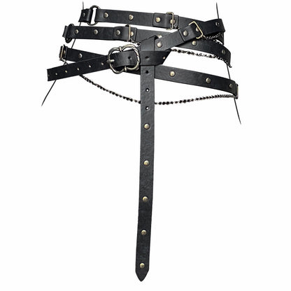 HOTHiiFeuer Medieval DIY Faux Leather Metal Chain Belt, Vintage Adjustable Thin Belt For Women, Retro Skinny Belt For Dresses