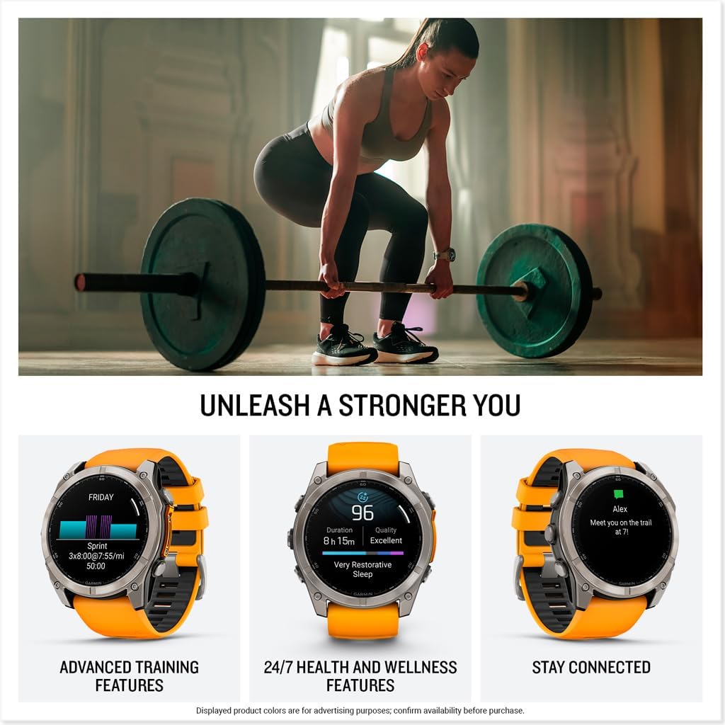 HOTGarmin fēnix® 8 – 51 mm, AMOLED, Sapphire, Premium Multisport GPS Smartwatch, Long-Lasting Battery Life, Dive-Rated, Built-in LED Flashlight, Titanium with Spark Orange/Graphite Band | 51mm Amoled with Sapphire Lens, Titanium Bezel, Spark Orange and Gr
