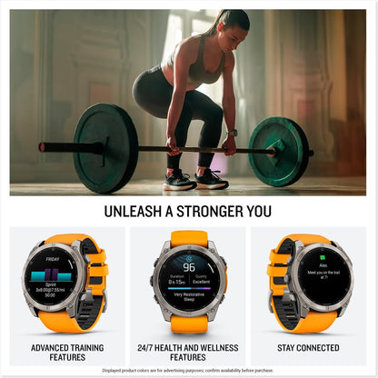 HOTGarmin fēnix® 8 – 51 mm, AMOLED, Sapphire, Premium Multisport GPS Smartwatch, Long-Lasting Battery Life, Dive-Rated, Built-in LED Flashlight, Titanium with Spark Orange/Graphite Band | 51mm Amoled with Sapphire Lens, Titanium Bezel, Spark Orange and Gr