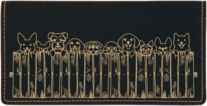 HOTCAROUSELCHECKS Peeking Pups Laser Engraved Leatherette Checkbook Cover