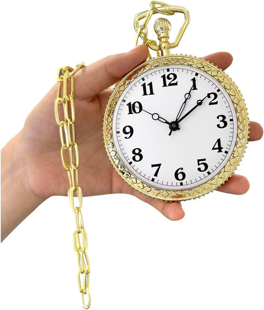 HOTHoncloud 3.7'' Gold Pocket Watch Prop Themed Costume Accessory | NO FUNCTION For Halloween Cosplay Costume Parties Theater Shows And Themed Events