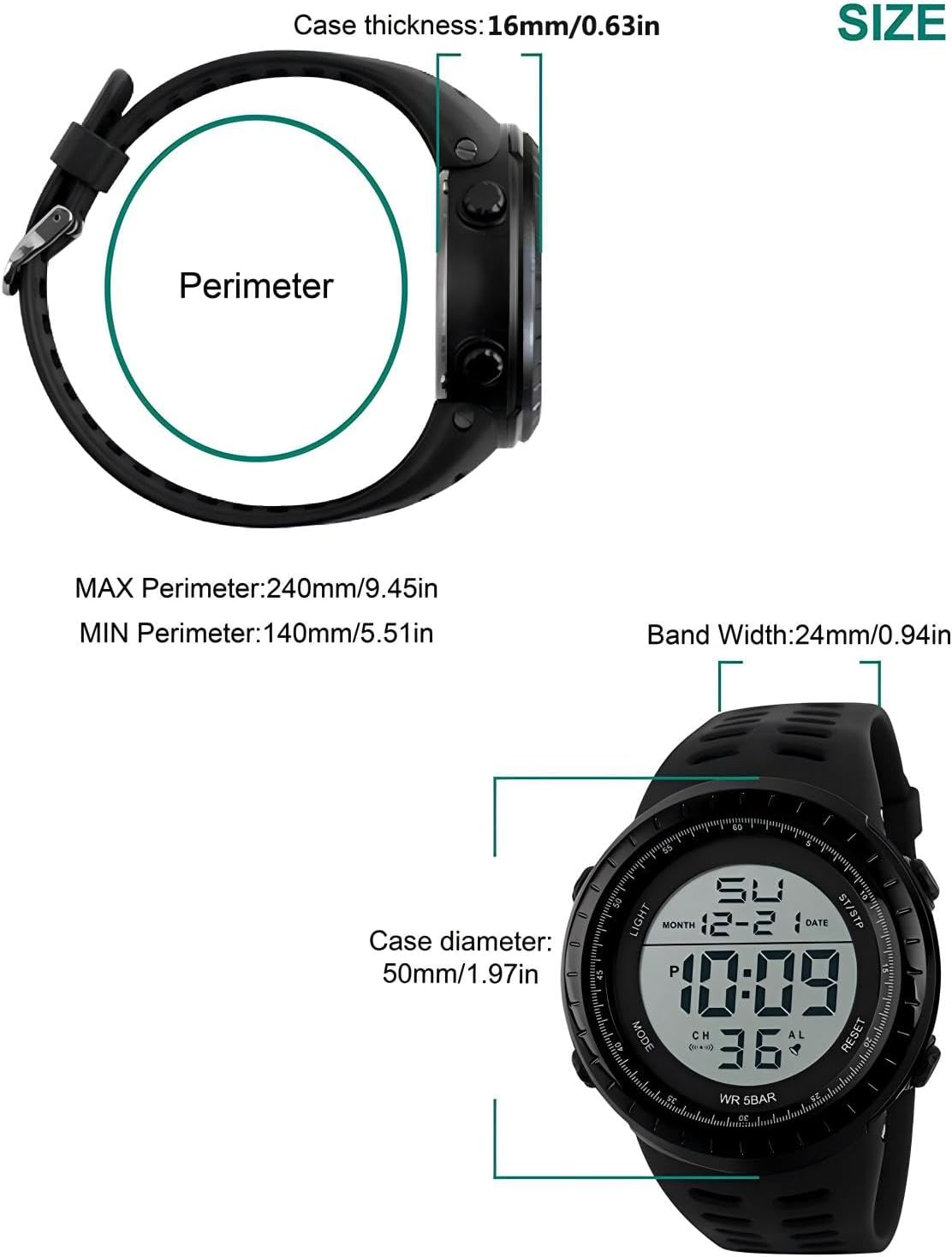 HOTLYMFHCH Men's Digital Watch, Sports Waterproof Military Watches for Men LED Casual Stopwatch Alarm Tactical Army Watch