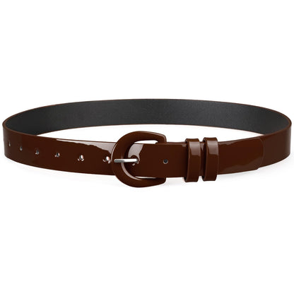 HOTJASGOOD Women Patent Leather Belt for Jeans Pants Vintage 50s Women Belt for Dress