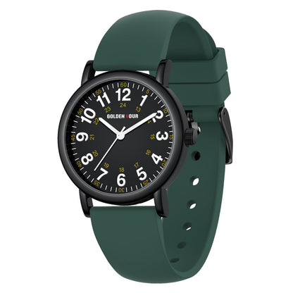 HOTGOLDEN HOUR Waterproof Nurse Watch for Medical Professionals, Students Women Men - Military Time Luminouse Easy Read Dial, 24 Hour with Second Hand, Colorful Silicone Band
