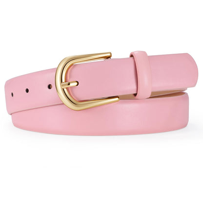 HOTJASGOOD Leather Belt Women Belts for Jean Pants with Gold Buckle Fashion Ladies Waist Belt