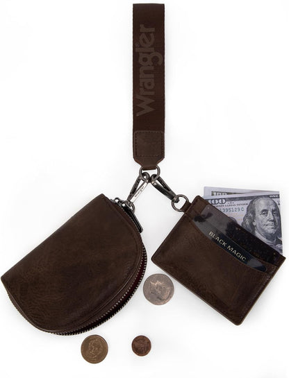 HOTWrangler KeyChain Wallet Wristlet Wallets for Women Dual Pouch Wristlet with Zipper Womens Credit Card Holder Wallet