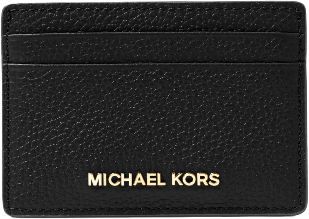 HOTMichael Kors Women's Jet Set Card Holder, Gold-Tone Hardware/Black, One Size