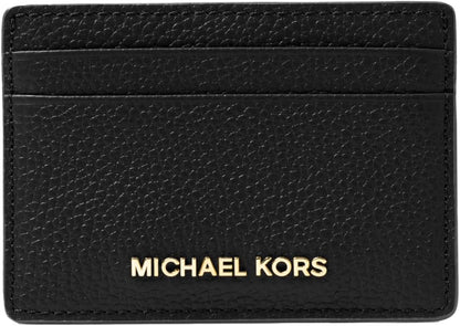 HOTMichael Kors Women's Jet Set Card Holder, Gold-Tone Hardware/Black, One Size