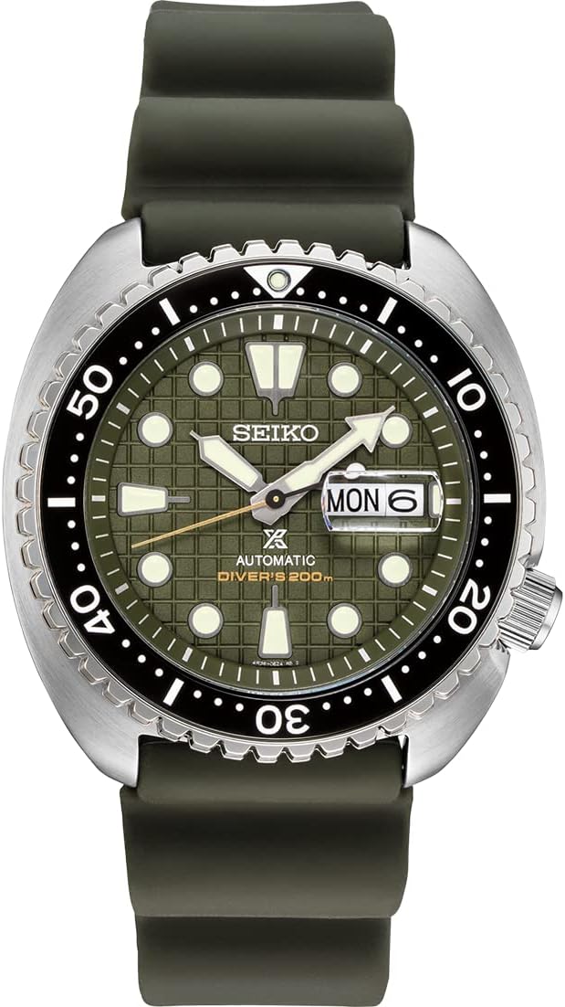 HOTSEIKO Automatic Watch for Men - Prospex Automatic Diver - Patterned Dial | Day/date, Rotating Bezel, 200m Water-Resistant, Lumibrite Hands and Markers, Manual Wind, 41-Hour Reserve