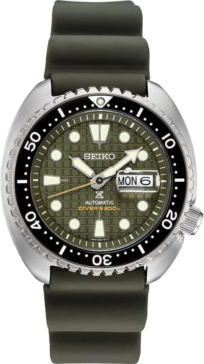 HOTSEIKO Automatic Watch for Men - Prospex Automatic Diver - Patterned Dial | Day/date, Rotating Bezel, 200m Water-Resistant, Lumibrite Hands and Markers, Manual Wind, 41-Hour Reserve