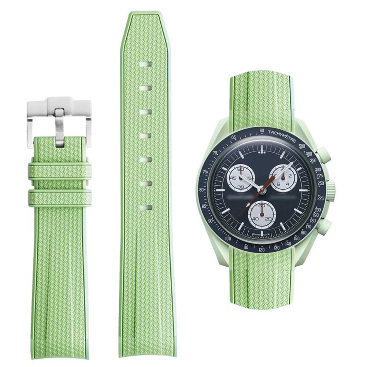 HOTBands for Moonswatch Watch Rubber for Omega x Swatch MoonSwatch 20mm Rolex Seiko Watch Silicone Men with Stainless Steel Replacement Bracelet Original Bracelet Omega x Swatch MoonSwatch Speedmaster