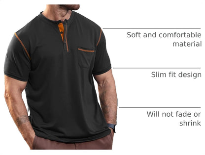 HOTMen's Henley Shirt Short Sleeve T-Shirt Casual Top Pullover Summer Lightweight Tee Shirts with Button