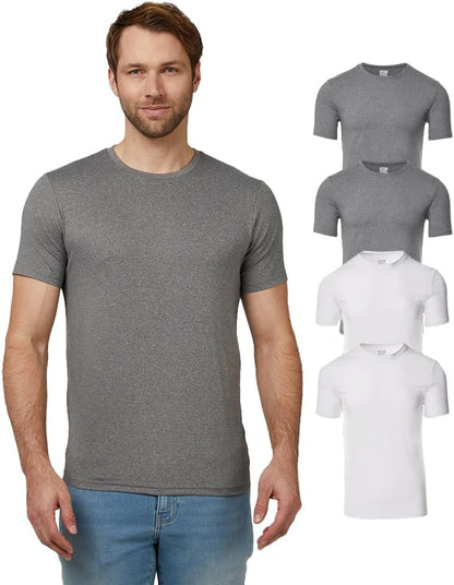HOT32 Degrees Men's 4 Pack Cool Classic Crewneck T-Shirt, Anti-Odor, Quick Drying, 4-Way Stretch