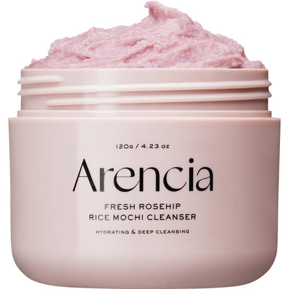 HOTArencia Korean Rice Mochi Face Cleanser - Face Wash, Gentle Scrub All in One for Deep Cleansing, Moisturizing, Pore Minimizing with Rice Water & Green Tea (4.23oz)
