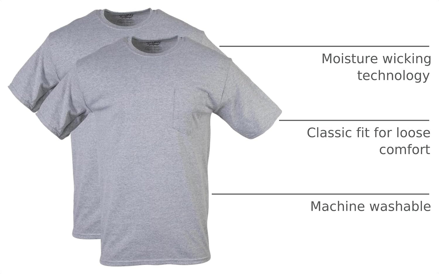 HOTGildan Unisex Adult DryBlend Workwear T-Shirts with Pocket, 2-Pack