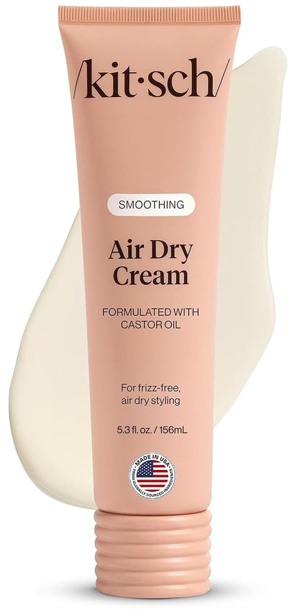 HOTKitsch Smoothing Air Dry Cream for Hair – Frizz Control Hair Care Product with Castor Oil & Coconut Oil– Weightless Styling Cream- Enhances Natural Texture Appearance – 5.3 oz