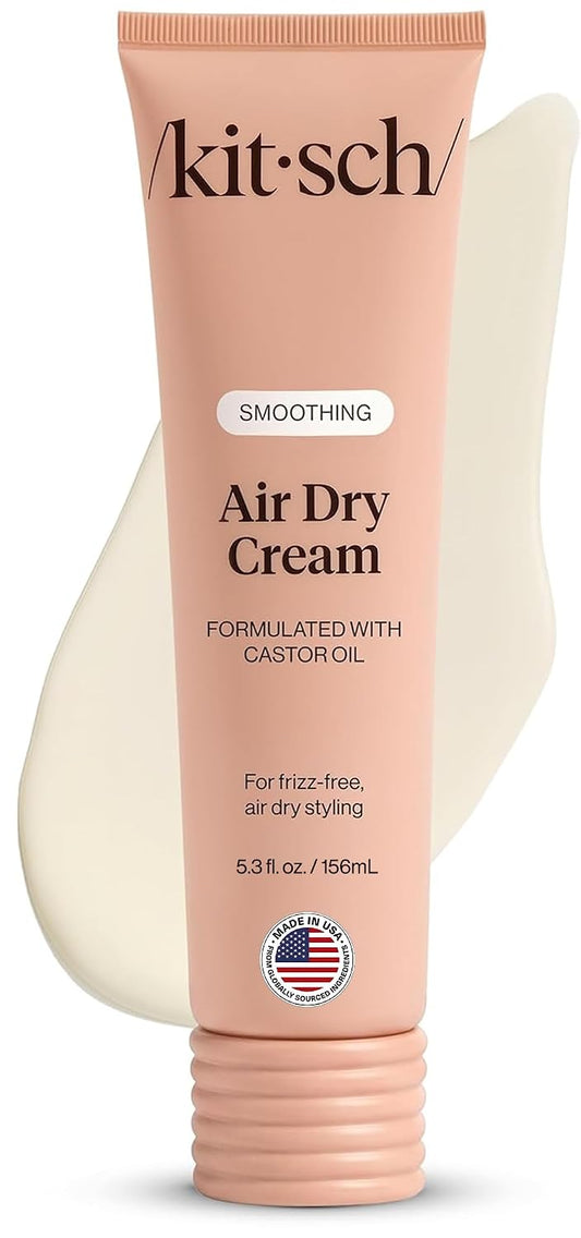 HOTKitsch Smoothing Air Dry Cream for Hair – Frizz Control Hair Care Product with Castor Oil & Coconut Oil– Weightless Styling Cream- Enhances Natural Texture Appearance – 5.3 oz