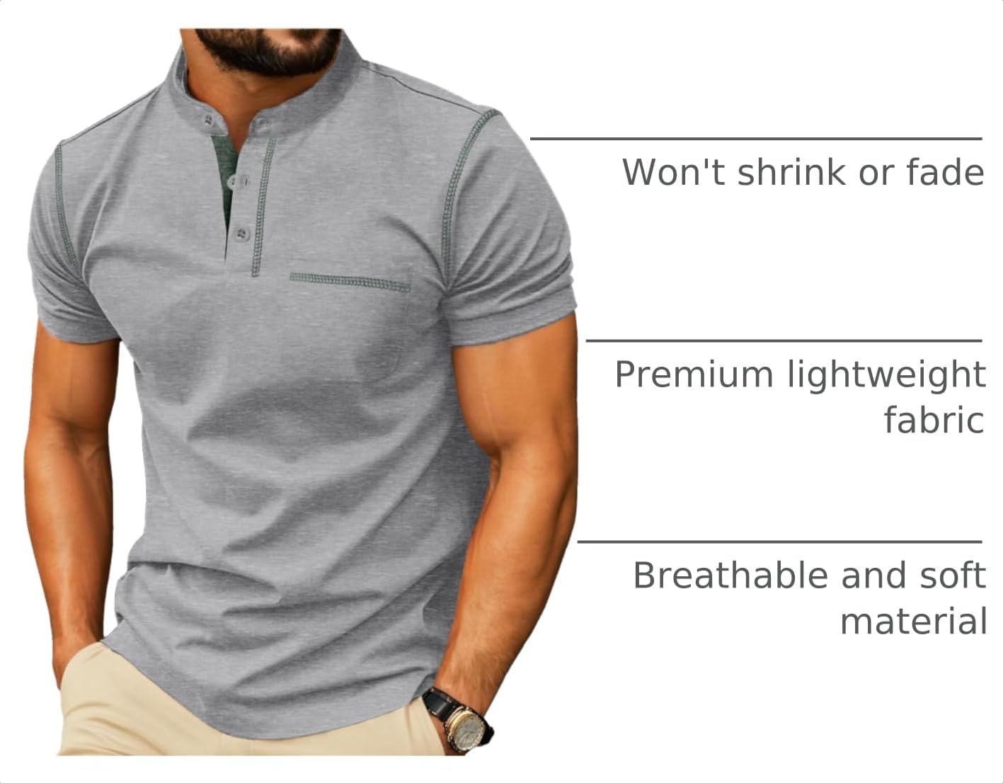 HOTSailwind Mens Henley Shirts Short Sleeve Summer Casual Classic Cotton T Shirts Pocket Button Shirt