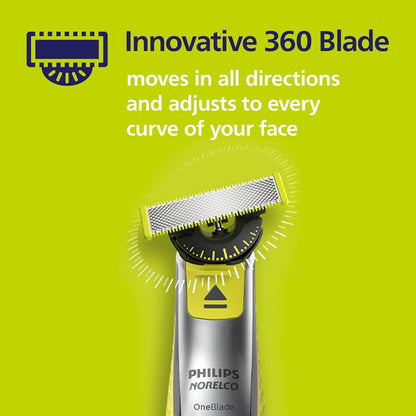HOTPhilips Norelco OneBlade 360 Blades, Genuine Replacement Blades for OneBlade Electric Shaver and Trimmer, Durable Stainless Steel, Trim, Edge and Shave, 3 Pack, QP430/80