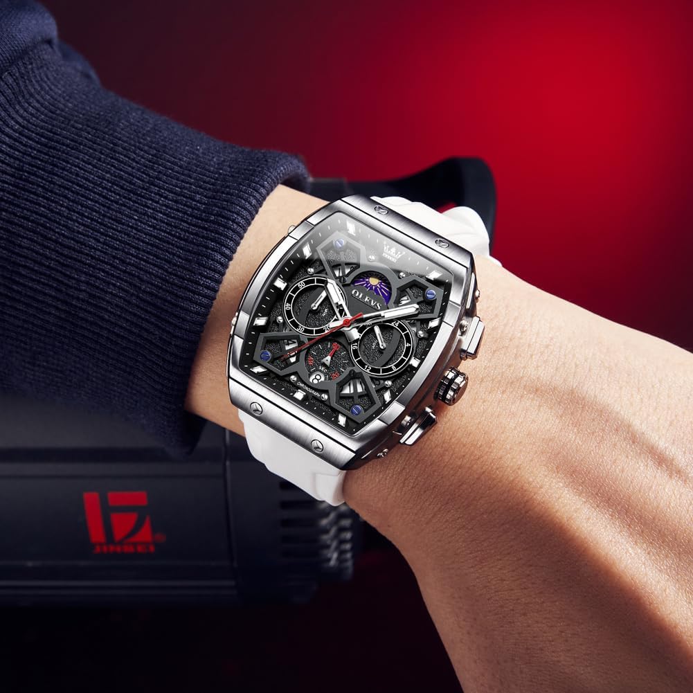 HOTOLEVS Watch Men Luxury Casual Square Skeleton Chronograph Watches