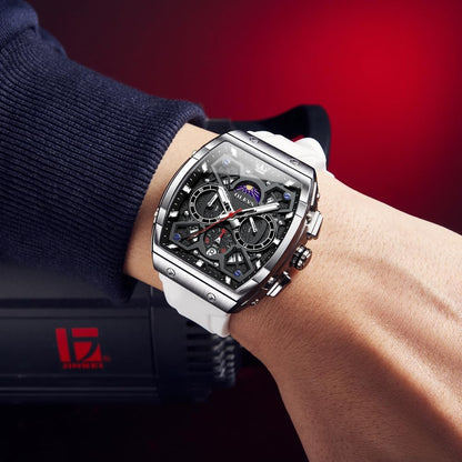 HOTOLEVS Watch Men Luxury Casual Square Skeleton Chronograph Watches