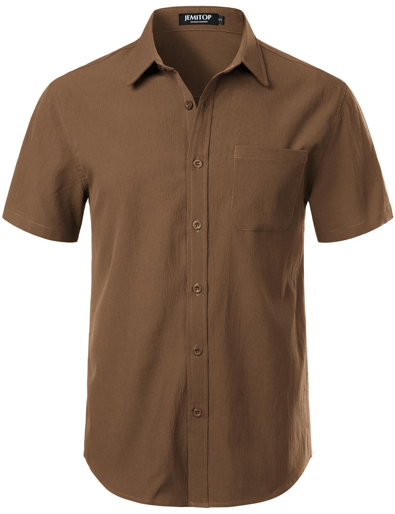 HOTJEMITOP Mens Stretch Wrinkle Free Texture Shirts | Lightweight, Summer, Beach, Stylish, Button Down, Short Sleeve, Casual, Vacation