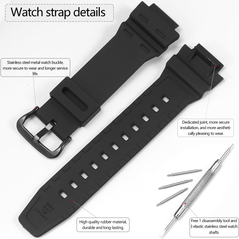 HOTAE1500WH Replacement Strap Compatible with Casio AE1500 WS1500H WS-1700H DW-291 Resin Watch Band Bracelet