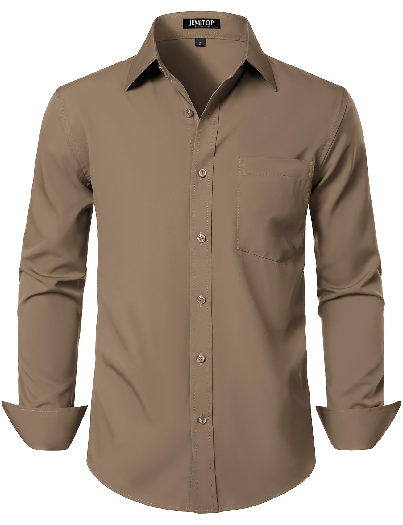 HOTJEMITOP Men Stretch Business Casual Dress Shirts | Regular Fit, Formal, Long Sleeve, Button Down, Tuxedo, Wedding, Prom, with Pocket