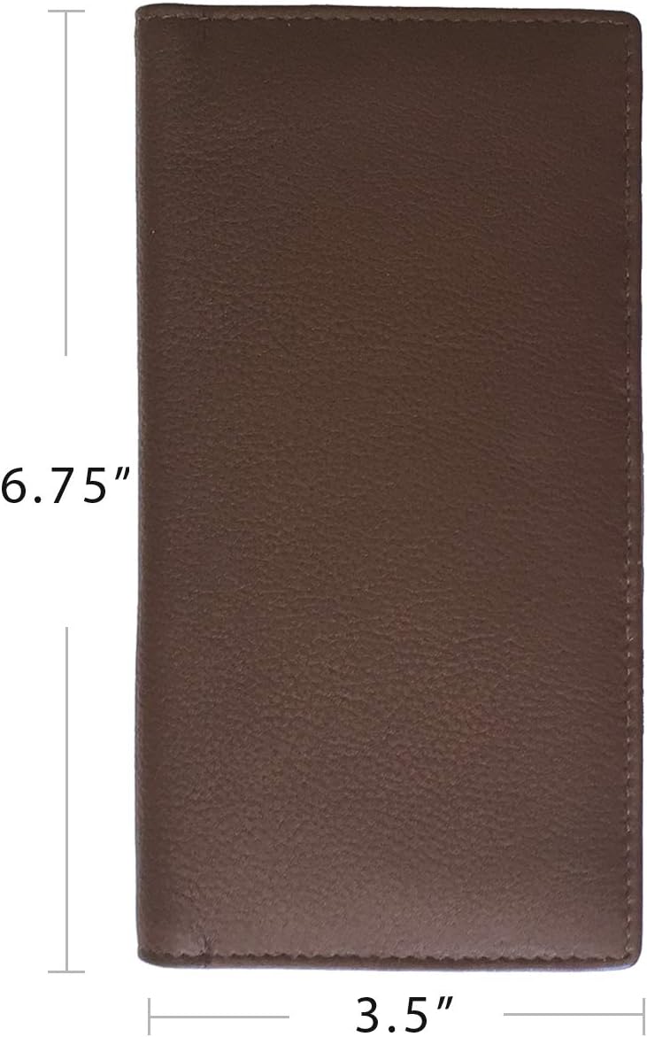 HOTRFID Leather Checkbook Cover With Credit Card Slots and Pen Holder