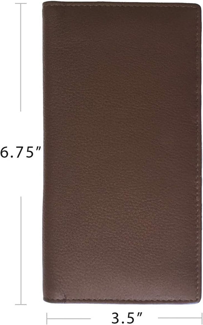 HOTRFID Leather Checkbook Cover With Credit Card Slots and Pen Holder