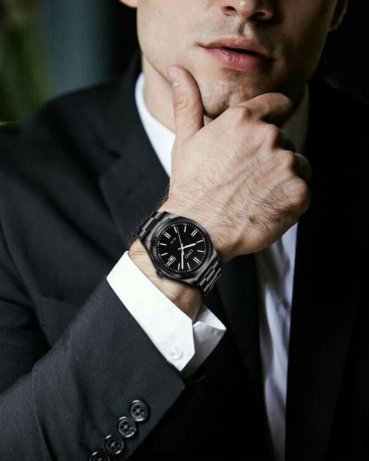 HOTCIVO Analog Mens Watches Silver: Wrist Watches with Date Easy to Read | Dress Stainless Steel Watch for Men, Gifts for Husband Father at Birthday Anniversary