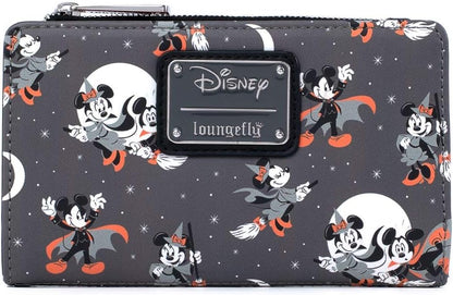 HOTLoungefly Disney Mickey and Minnie Mouse All Over Print Halloween Flap Wallet