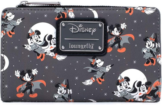 HOTLoungefly Disney Mickey and Minnie Mouse All Over Print Halloween Flap Wallet