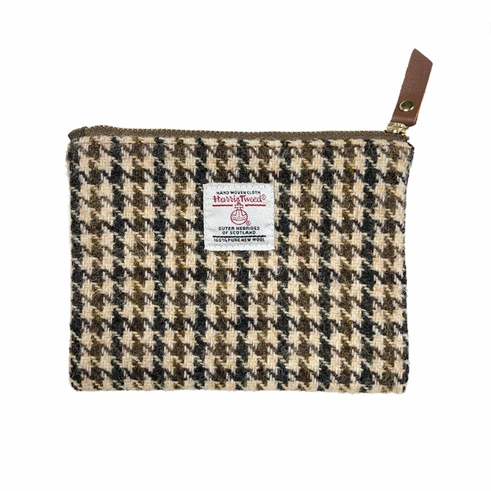 HOTHarris Tweed Coin Purse Handmade Lipstick Bag Vintage British Portable Credit Card ID Wallet with YKK Zipper for Women men (Mint Green, Large)