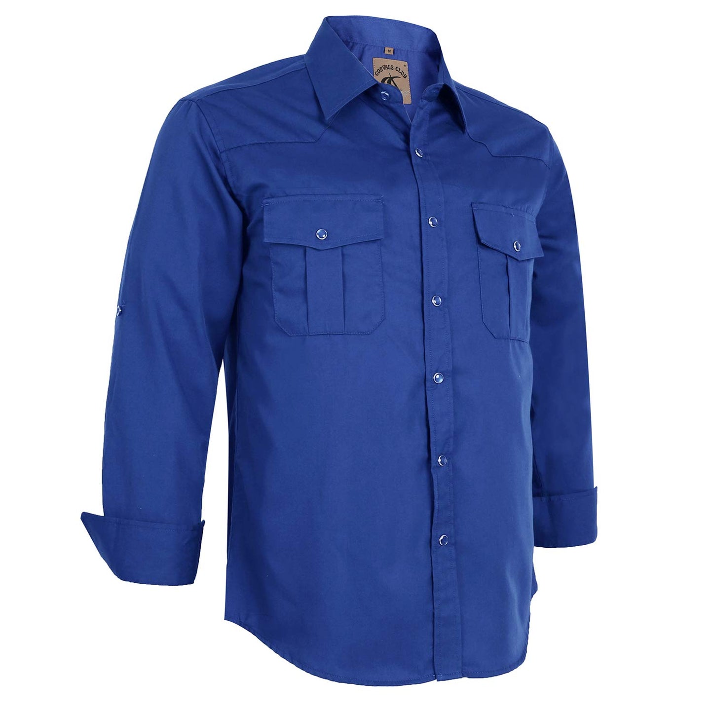 HOTCOEVALS CLUB Men's Western Pearl Snap Button Up Casual Cowboy Long Sleeve Two Pockets Work Shirts