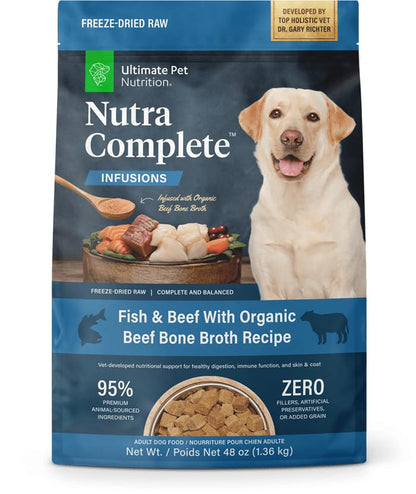 HOTULTIMATE PET NUTRITION Nutra Complete, 100% Freeze Dried Raw Veterinarian Formulated Dog Food with Antioxidants Prebiotics and Amino Acids (1 Pound, Beef)
