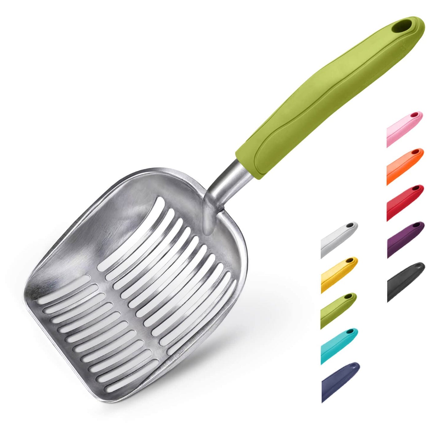HOTWePet Cat Litter Scoop, Aluminum Alloy Sifter, Kitty Metal Scooper, Deep Shovel, Long Handle, Poop Sifting, Kitten Pooper Lifter, Durable, Heavy Duty, for Litter Box