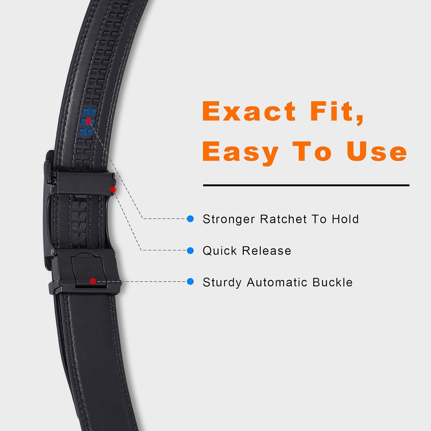 HOTVATAN Men's Belt Leather Ratchet Belt for Men Dress Casual Every Day with Adjustable Buckle, Trim to Fit