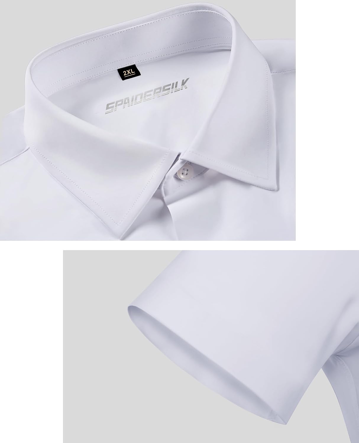 HOTLion Nardo Stretch Dress Shirts for Men Short Sleeve Slim Fit Casual Button Down Shirts Muscle Fit Men's Dress Shirts