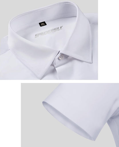 HOTLion Nardo Stretch Dress Shirts for Men Short Sleeve Slim Fit Casual Button Down Shirts Muscle Fit Men's Dress Shirts