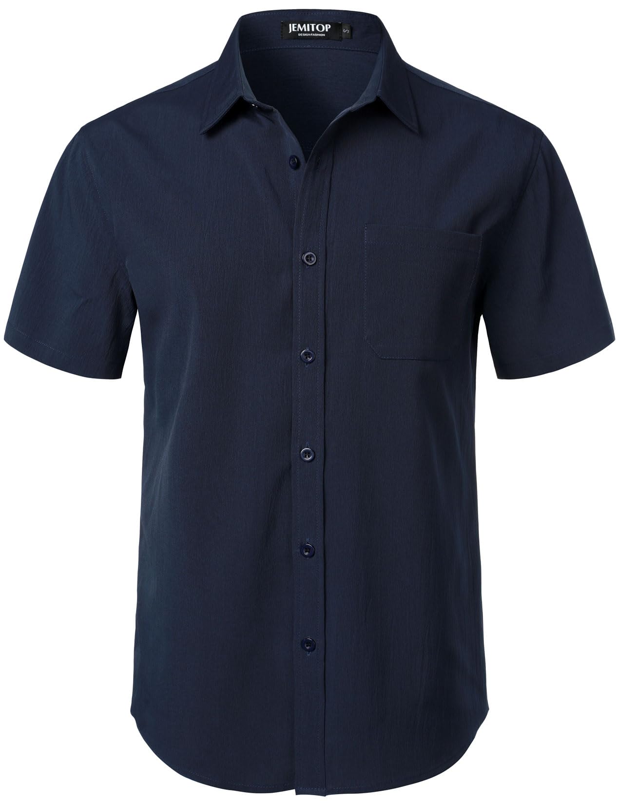 HOTJEMITOP Mens Stretch Wrinkle Free Texture Shirts | Lightweight, Summer, Beach, Stylish, Button Down, Short Sleeve, Casual, Vacation