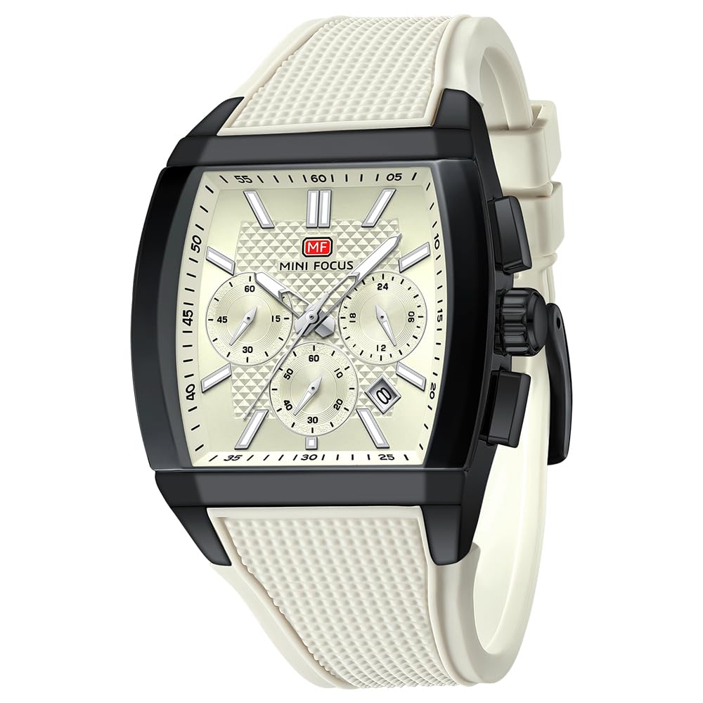 HOTMF MINI FOCUS Men's Watch Analog Fashion Wrist Watch, Tonneau Watch for Men with Chronograph,Ideal for Sports Enthusiasts and Daily Wear