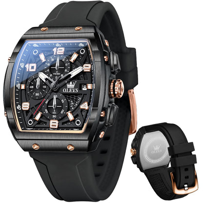 HOTOLEVS Mens Watches Stylish Chronograph Waterproof Luminous Silicon Strap Multifunction Watches for Men Business Men Wrist Watch